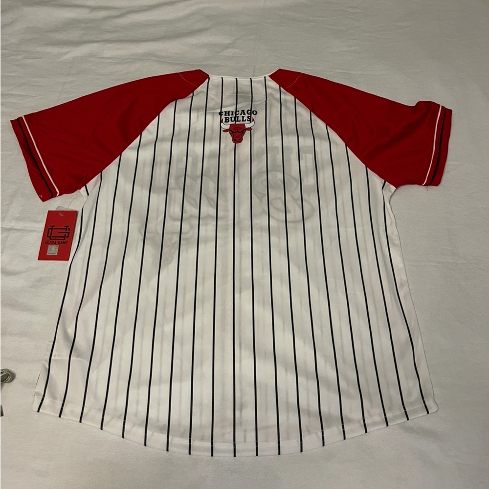 Chicago Bulls NBA Striped Baseball Jersey NWT Size XL - Picture 9 of 9